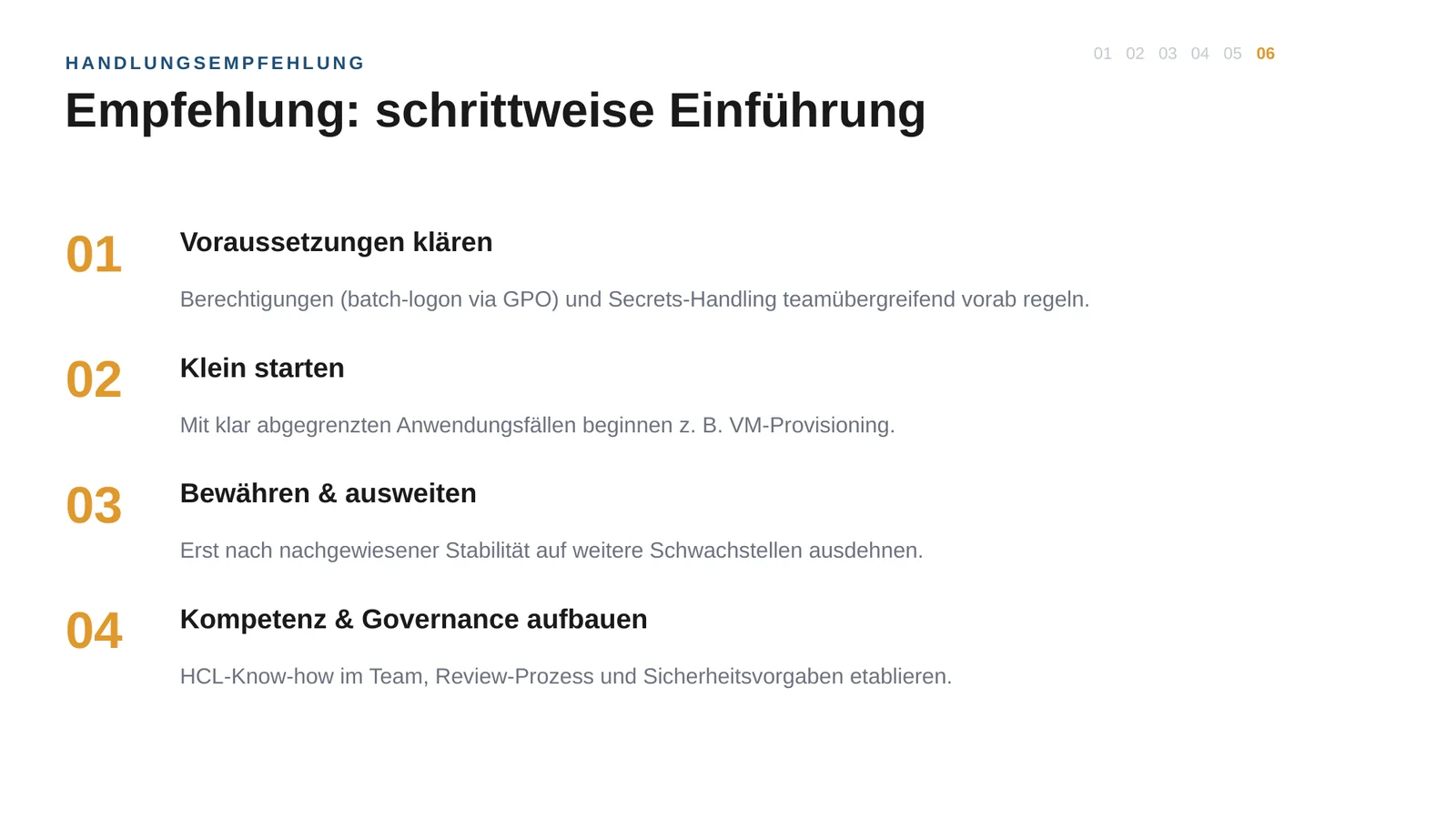 Folie zur Empfehlung